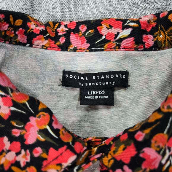 Social Standard by Sanctuary Girls 10/12 Cropped Denim Pink Fall Floral Jacket - Picture 8 of 12